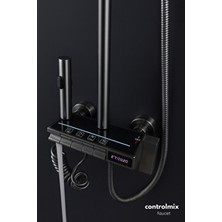 Control Mix Lüx Dijital Göstergeli ve Ledli 5 Fonksiyonlu Piyano Duş Seti Paslanmaz