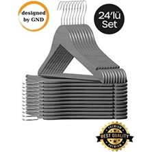 Hausgarten 24 Adet Ahşap Görünümlü Plastik A Kalite Antrasit Elbise Askı