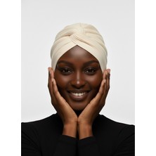 ELYSIANfidan Agraf Plise Bej Hazır Türban Tesettür Bone