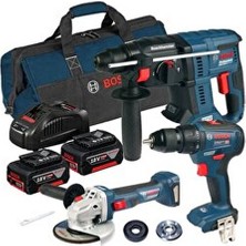Bosch Profesyonel Seri Bosch Professional Gsr 18V-50 + Gbh 180 + Gws 180 2 X Gba 18V 3Lu Set 5.0Ah 18V