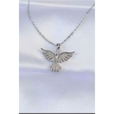 Brillo Çelik Zirkon Taşlı Anka Kuş Kolye