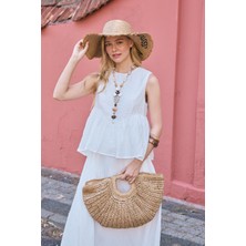 Emnora Noir Hasır Çanta Camel