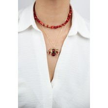 Liveyn Design Arı Figür Mercan Doğal Taş Kolye