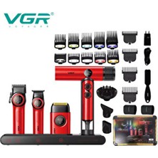 Vgr Combo 4'lü Set Stepless Pro 4'ü 1 Arada High-End Erkek Saç Kesme Makinesi Pr