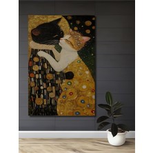 Teona Ahşap Kedi Öpücüğü Yağlı Boya Görünümlü Dekoratif Ahşap Tablo Dikdörtgen Tablo