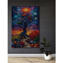 Teona Ahşap Rüya Ağacı Sulu Boya Görünümlü Dekoratif Ahşap Tablo Dikdörtgen Tablo