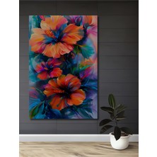 Teona Ahşap Canlı Hibiskus Çiçekleri Sulu Boya Görünümlü Ahşap Dekoratif Tablo Dikdörtgen Tablo