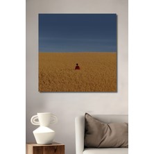 Teona Ahşap Kızıl Gökyüzü Altında Altın Tarlalar Sulu Boya Görünümlü Ahşap Dekoratif Tablo Dikdörtgen Tablo