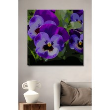 Teona Ahşap Mor Menekşe Bahçesi Yağlı Boya Görünümlü Ahşap Dekoratif Tablo Dikdörtgen Tablo