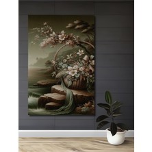 Teona Ahşap Romantik Çiçek Sepeti Yağlı Boya Görünümlü Ahşap Dekoratif Tablo Dikdörtgen Tablo