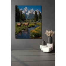 Teona Ahşap Vahşi Doğa Yağlı Boya Görünümlü Ahşap Dekoratif Tablo Dikdörtgen Tablo