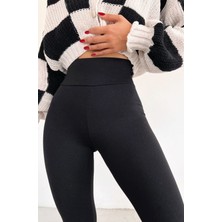 Me&You Store Kadın Tayt Toparlayıcı Etkili Siyah Yüksek Bel Günlük ve Spor Parlak Tayt Pantolon