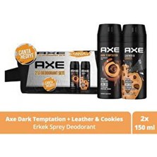 Axe 150 ml X2 Erkek Sprey Deodorant Seti Dark Temptation Leather & Cookies Terlemeye Karşı Etkili