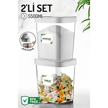 Nandy Home 2'li Mega Boy Click Kapaklı, Deterjan ve Bulaşık Tableti Saklama Kabı Seti Etiket Hediyeli 5500ML.