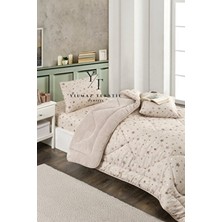 ChicMaison Bej Yıldız Desenli Tek Kişilik Pofuduk Uyku Seti Wellsoft Materyal ile Konforlu