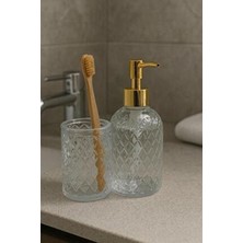 Meya Pine Cam Sıvı Sabunluk ve Diş Fırçalık - 2'li Banyo Seti