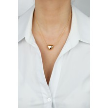 Liveyn Design Gold Pirinç Zincir Kalp Uçlu Kolye