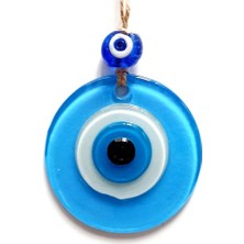 Nazar Boncuklu Bebek Mavisi Renginde Mini Duvar Süsü Dekoratif Hediyelik Cam Eşya