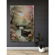 Teona Ahşap Romantik Gün Batımı Yağlı Boya Görünümlü Ahşap Dekoratif Tablo Dikdörtgen Tablo