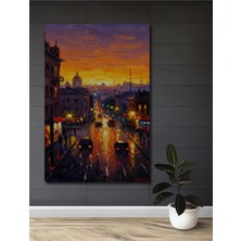 Teona Ahşap Paris Akşamı Yağlı Boya Görünümlü Ahşap Dekoratif Tablo Dikdörtgen Tablo