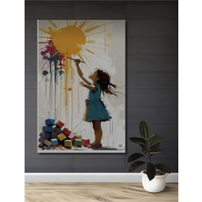 Teona Ahşap Boyama Sanatı Yapan Çocuk Yağlı Boya Görünümlü Ahşap Tablo Dikdörtgen Tablo