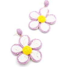 Royaleks Kumaş Papatya Küpe - Mor