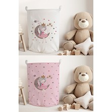 Talia Home Ay'da Kız Pembe-Beyaz Desenli 2 Adet Çocuk Odası  Oyuncak Veya Kirli Sepeti TLACS-280