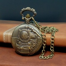 Trendx Home Köstekli Antika Tren Tasarımlı Cep Saati Kaliteli Metal ile Nostaljik Hediye Seçeneği