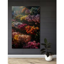 Teona Ahşap Bohem Tarz Canlı Renkler Sulu Boya Görünümlü Çiçek Bahçesi Ahşap Tablo Dikdörtgen Tablo