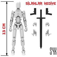 SYK Design 13 cm Hareketli Beyaz Robot Dummy Aksiyon Figürü Oyuncak Hediyelik Çocuk ve Yetişkin Uyumlu