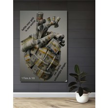 Teona Ahşap Para Aşkı Yağlı Boya Görünümlü Ahşap Dekoratif Tablo Dikdörtgen Tablo