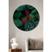 Teona Ahşap Yağlı Boya Görünümlü Çilek Bahçesi Ahşap Dekoratif Tablo Yuvarlak Tablo