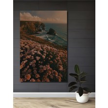 Teona Ahşap Deniz Kenarı Çiçek Tarlası Yağlı Boya Görünümlü Dekoratif Ahşap Tablo Dikdörtgen Tablo