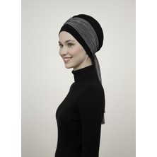 ELYSIANfidan Nova Bandana Siyah-Gümüş Hazır Türban Tesettür Bone
