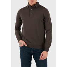 Gran Sasso % 100 Yün Slim Fit Düğmeli Polo Yaka Sweat Erkek Polo Yaka Sweat 57163 14293 177