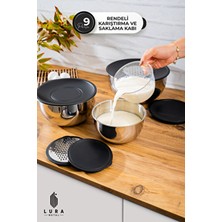 Homekolik 9 Parça Rendeli Karıştırma & Saklama Kabı Seti (16-20-24 Cm) Kapaklı,