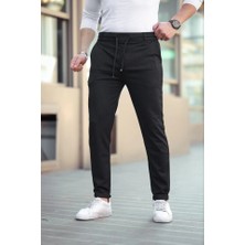 Jardin Allure Erkek Diagonel Mikro Dokulu Cepli Beli Lastilki Pantolon - Siyah