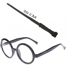 Marsilyan Harry Potter Asası 30 cm ve Siyah Çerçeveli Harry Potter Gözlüğü Seti (K95)