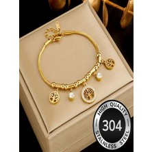 Alya's Aksesuar Yüksek Kalite Paslanmaz Çelik Yaşam Ağacı Bileklik