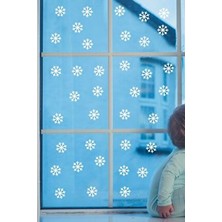 Mıgnatıs 40 Adet Kar Tanesi Cam Sticker - Yılbaşı Sticker- Yılbaşı Dekoru Çocuk Odası Bebek Odası Sticker