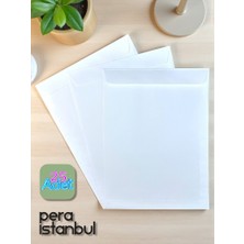 Pera İstanbul 25 Adet 24X32 cm Beyaz Davetiye Lüks Tebrik Kartı Mektup Mühür Cüzdan Büyük Kapasiteli Torba Zarf