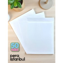 Pera İstanbul 50 Adet 24X32 cm Beyaz Davetiye Lüks Tebrik Kartı Mektup Mühür Cüzdan Büyük Kapasiteli Torba Zarf
