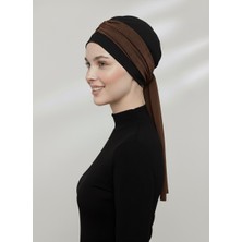 ELYSIANfidan Nova Bandana Siyah-Bakır Hazır Türban Tesettür Bone