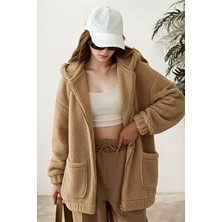 Hiramir Peluş Kuzu Kıvırcık Torba Cepli Kolej Mont Camel KS2526