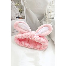 C&E Design Peluş Pembe Tavşan Makyaj ve Banyo Bandı Seti