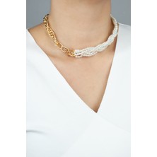 Liveyn Design Işlemeli Zincir Inci Kolye
