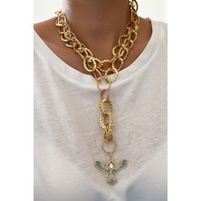 Liveyn Design Çift Sıralı Ankakuş Uçlu Kolye