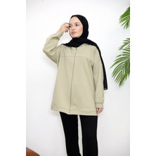 Miostil Kapşonlu Fermuar Detay Hırka-Mint