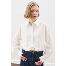 Manuka Crop Balon Form Gömlek Ekru