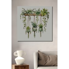 Teona Ahşap Sulu Boya Görünümlü Asılı Saksı Bitkileri Ahşap Dekoratif Tablo Dikdörtgen Tablo